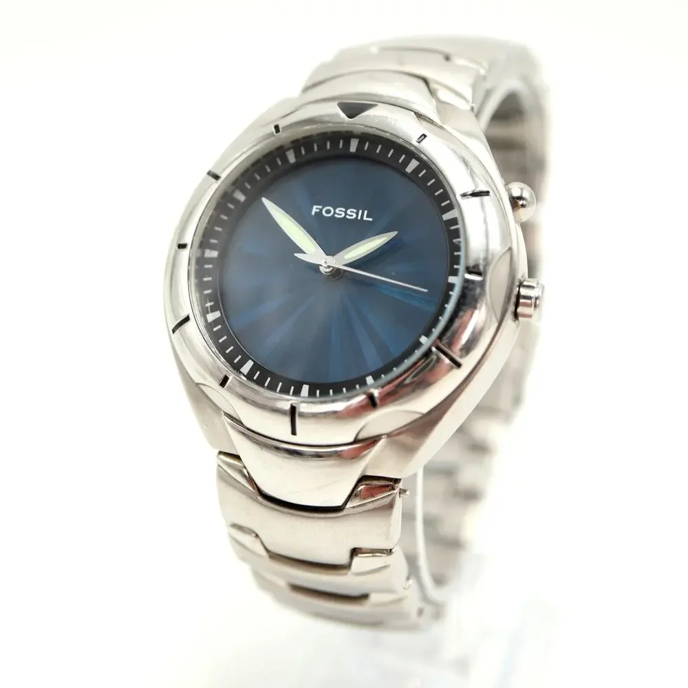 Fossil Men's Big Tic Watch 40mm Blue Kaleido LCD Changing AM-3537 w New Battery
